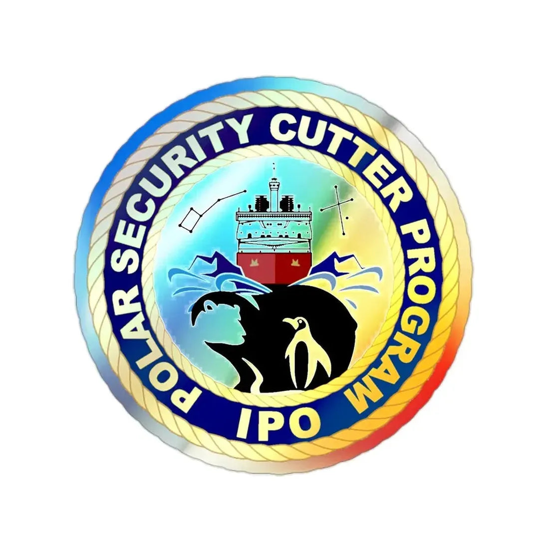 C2495 Polar Security Cutter Program IPO (U.S. Coast Guard) Holographic STICKER Die-Cut Vinyl Decal 2 Inch Holographic - The Sticker Space