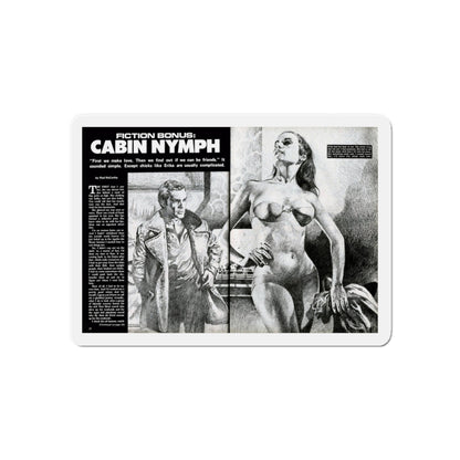 Cabin Nymph, Bluebook for Men, March 1972 (Magazine Illustration) Refrigerator Magnet-6 × 6"-The Sticker Space