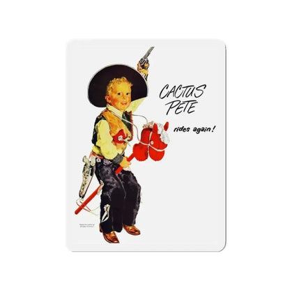 Cactus Pete rides again (Magazine Illustration) Refrigerator Magnet 2 Inch - The Sticker Space