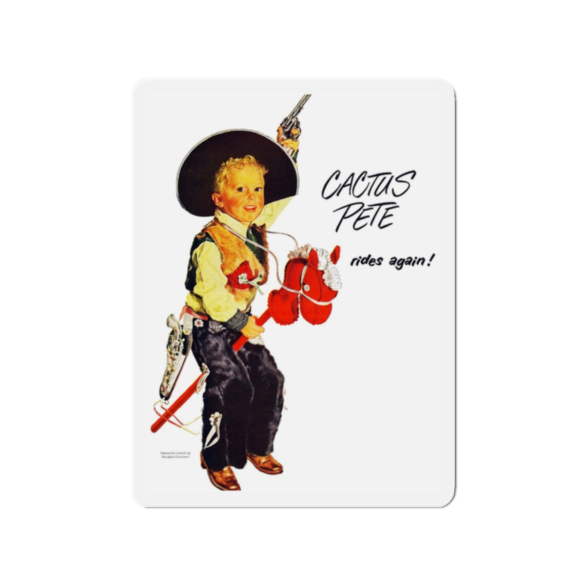 Cactus Pete rides again (Magazine Illustration) Refrigerator Magnet-2" x 2"-The Sticker Space