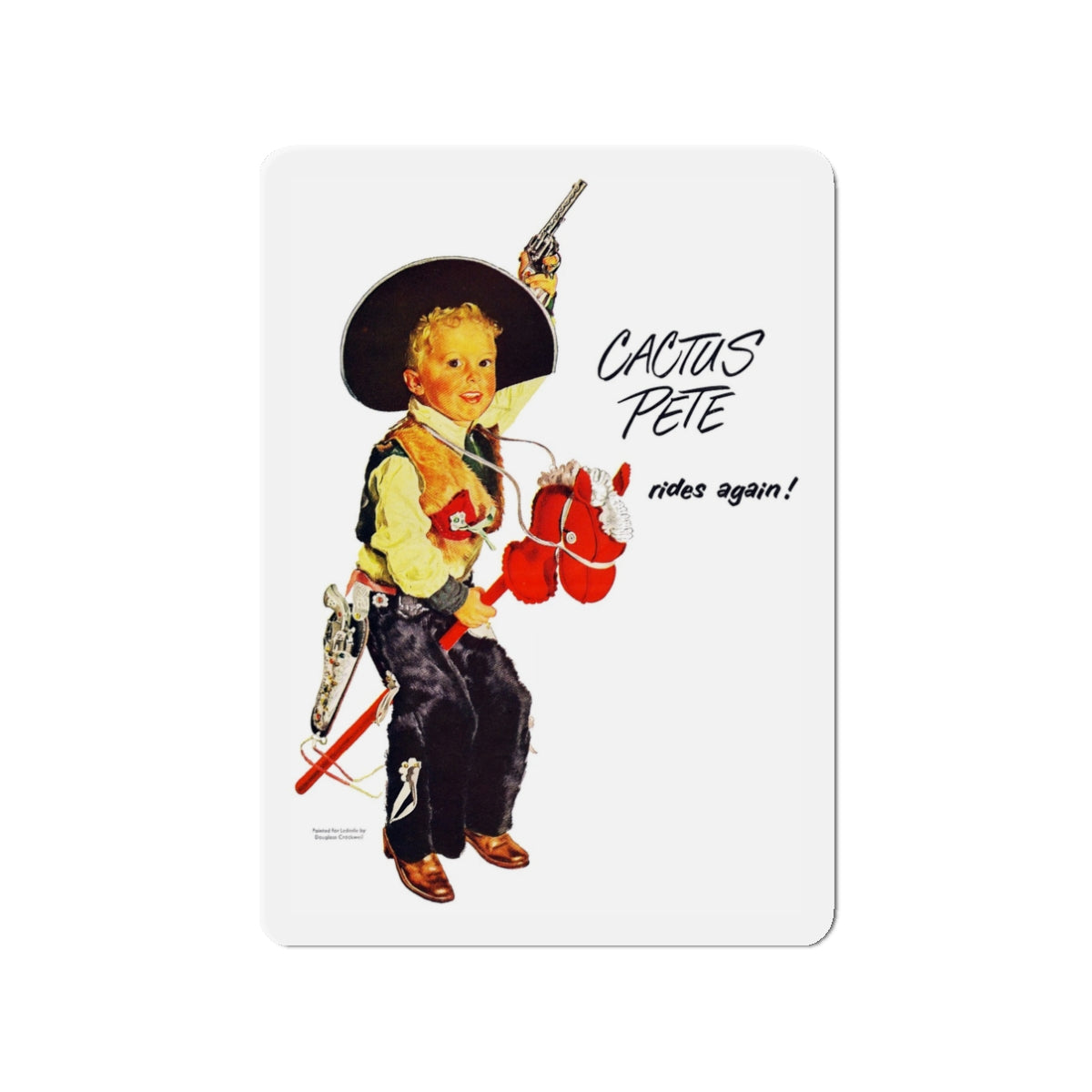 Cactus Pete rides again (Magazine Illustration) Refrigerator Magnet-3" x 3"-The Sticker Space