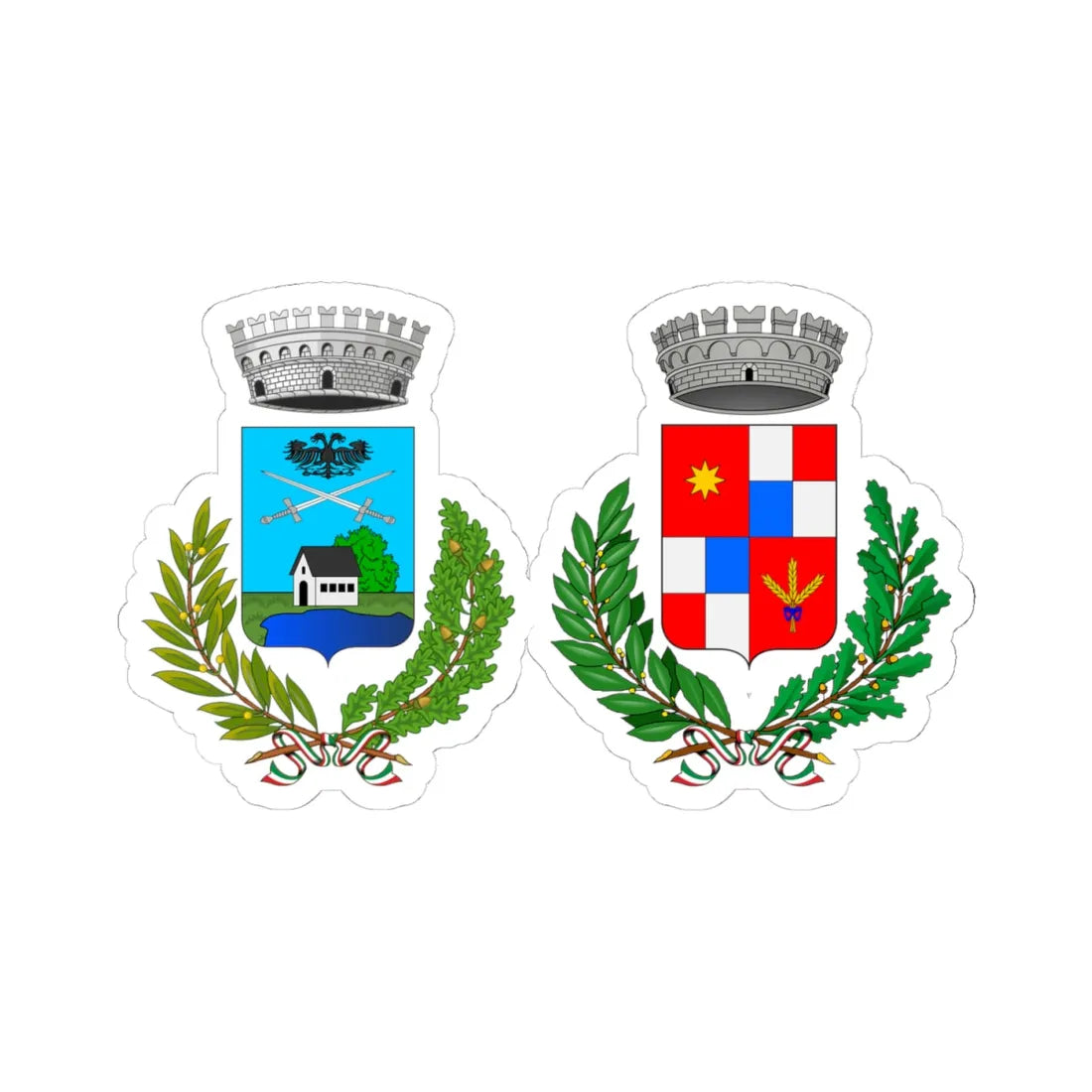 Cadrezzate con Osmate-Stemma (Italy) (Coat of Arms) STICKER Vinyl Kiss-Cut Decal 4 Inch White - The Sticker Space