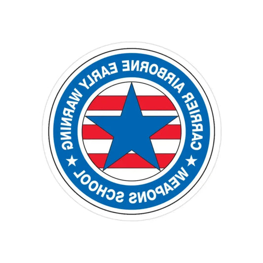 CAEWWS Carrier Airborne Early Warning Weapons School (U.S. Navy) REVERSE PRINT Transparent Die-Cut STICKER 2 Inch Die-Cut Transparent - The Sticker Space