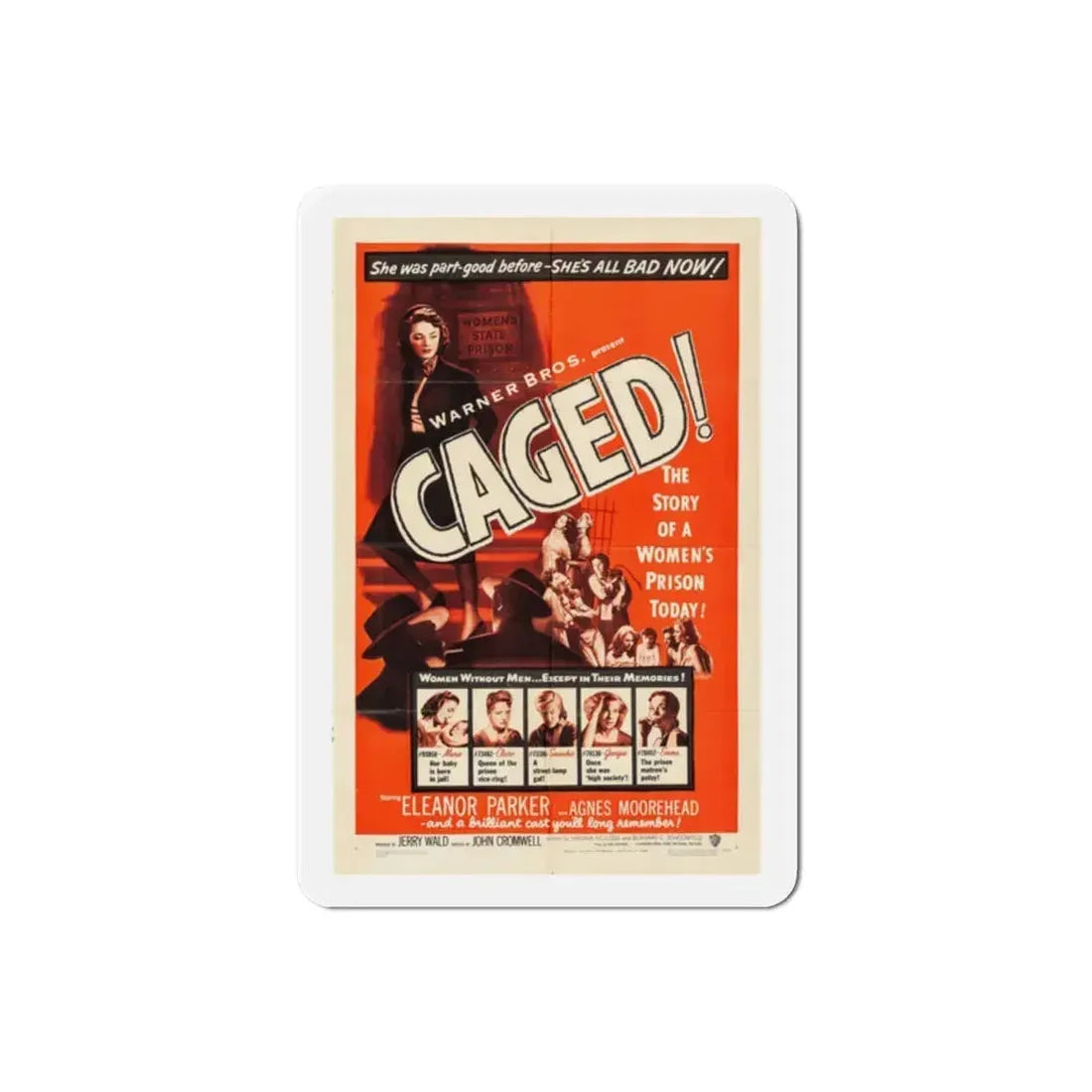 Caged 1950 Movie Poster Refrigerator Magnet 2 Inch - The Sticker Space
