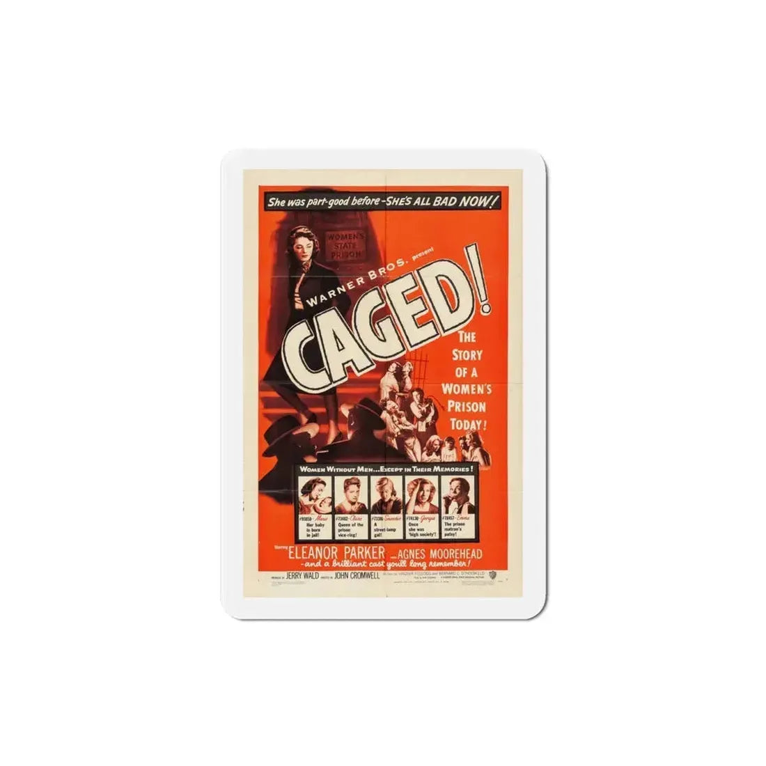 Caged 1950 Movie Poster Refrigerator Magnet 4 Inch - The Sticker Space