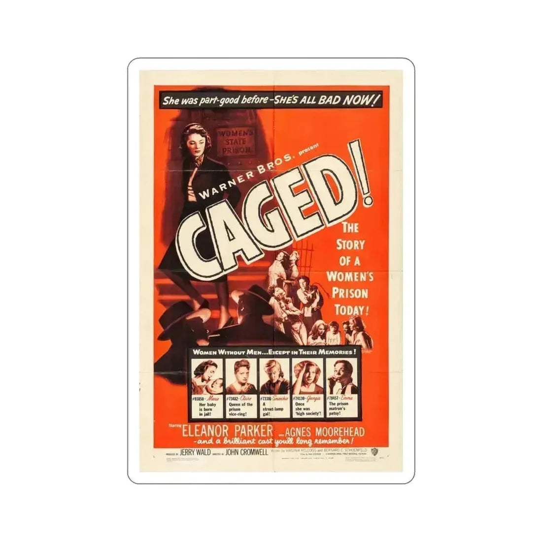 Caged 1950 Movie Poster STICKER Vinyl Die-Cut Decal 4 Inch - The Sticker Space