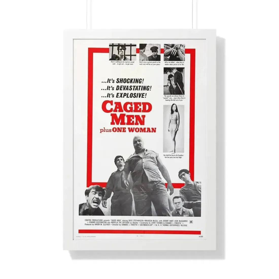 CAGED MEN PLUS ONE WOMAN 1971 - Framed Movie Poster - The Sticker Space