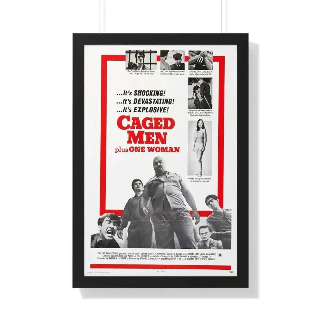 CAGED MEN PLUS ONE WOMAN 1971 - Framed Movie Poster - The Sticker Space