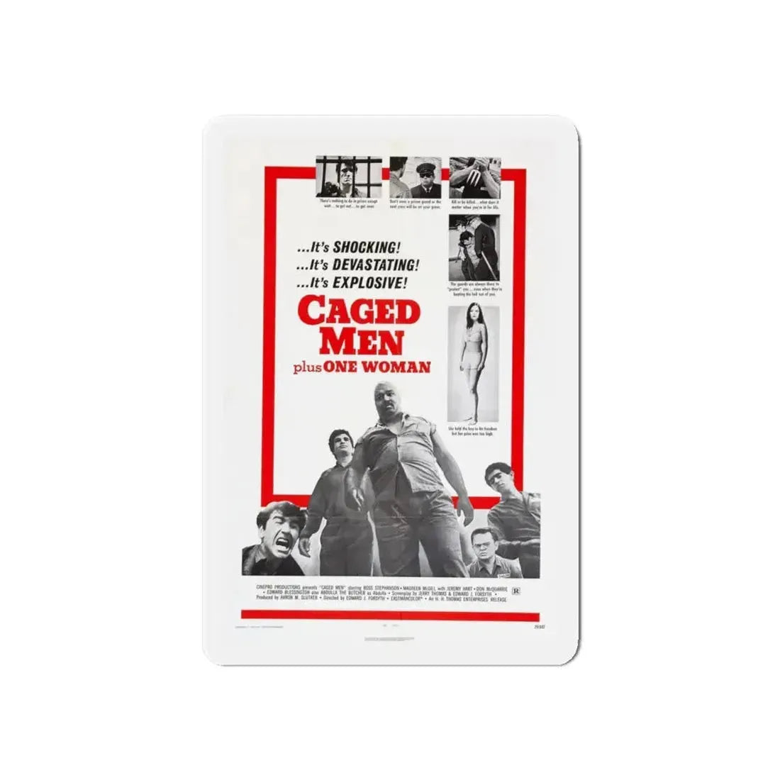 CAGED MEN PLUS ONE WOMAN 1971 Movie Poster - Refrigerator Magnet 6 Inch - The Sticker Space