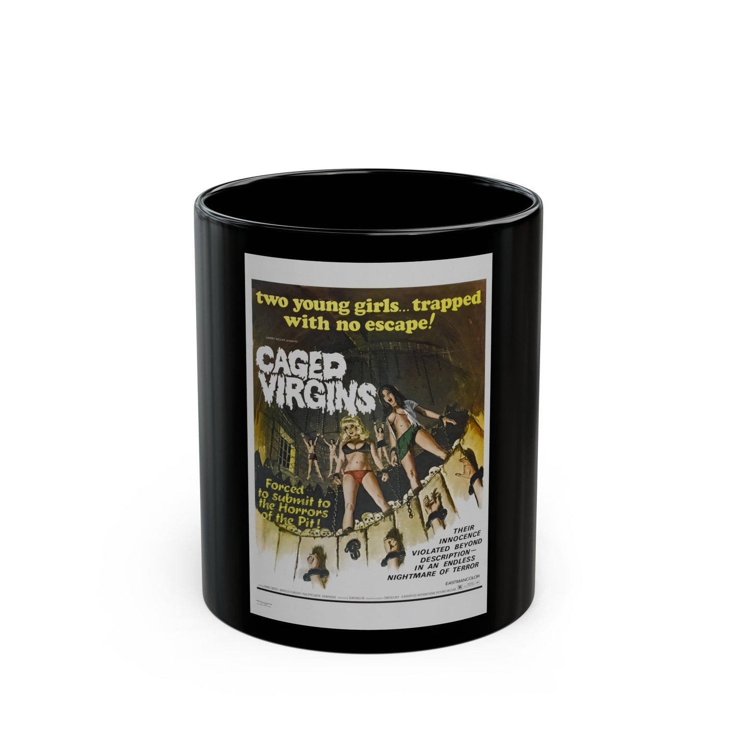 CAGED VIRGINS 1972 Movie Poster - Black Coffee Mug-11oz-The Sticker Space