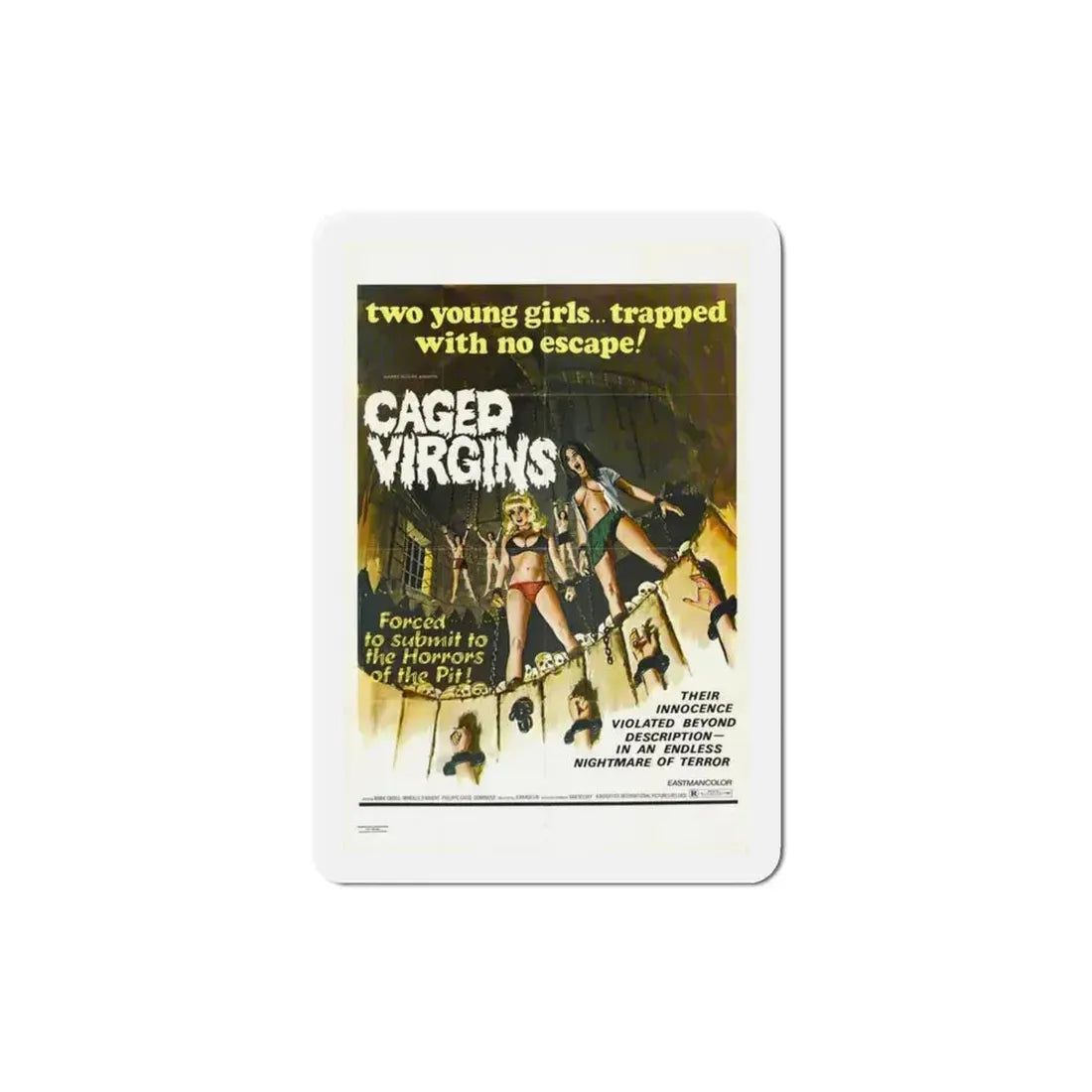 Caged Virgins 1973 Movie Poster Refrigerator Magnet 3 Inch - The Sticker Space