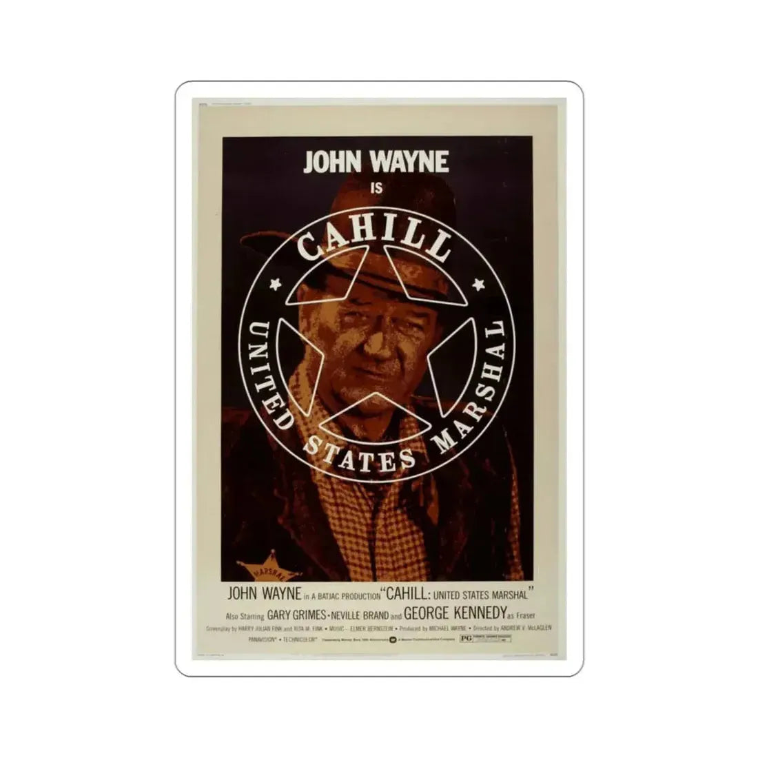 Cahill US Marshal 1973 2 Movie Poster STICKER Vinyl Die-Cut Decal - The Sticker Space