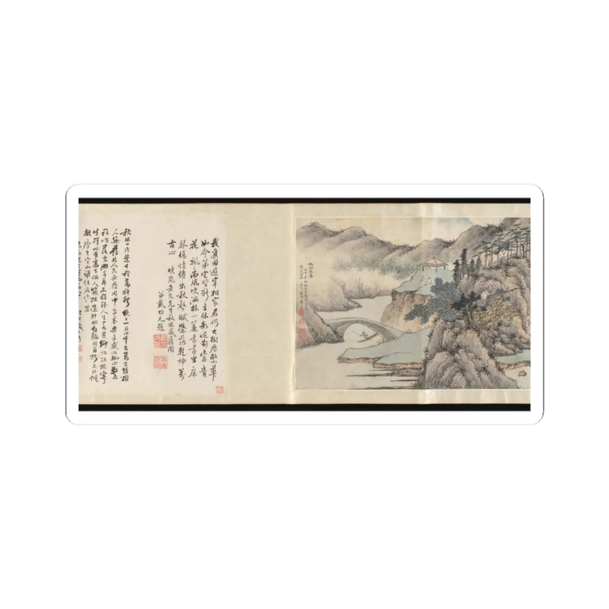 Cai Jia - Landscape in the style of Shen Zhou - 1776 v7 - STICKER Vinyl Kiss-Cut Decal