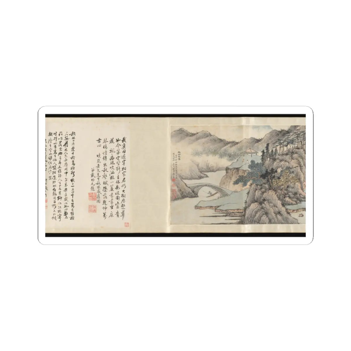 Cai Jia - Landscape in the style of Shen Zhou - 1776 v7 - STICKER Vinyl Kiss-Cut Decal