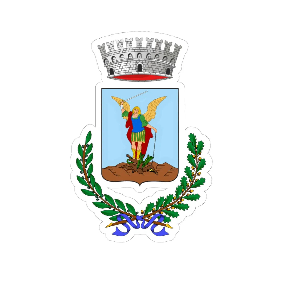 Caianello-Stemma (Italy) (Coat of Arms) STICKER Vinyl Kiss-Cut Decal 4 Inch White - The Sticker Space