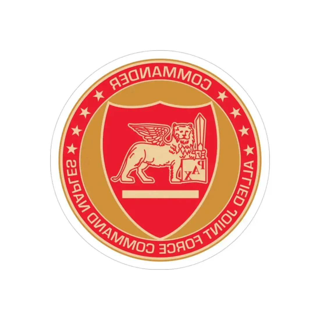 CAJFC Naples Commander Allied Joint Forces (U.S. Navy) REVERSE PRINT Transparent Die-Cut STICKER 3 Inch Die-Cut Transparent - The Sticker Space