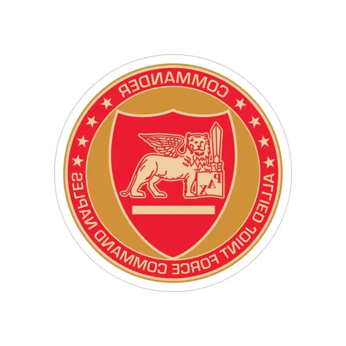 CAJFC Naples Commander Allied Joint Forces (U.S. Navy) REVERSE PRINT Transparent Die-Cut STICKER 6 Inch Die-Cut Transparent - The Sticker Space