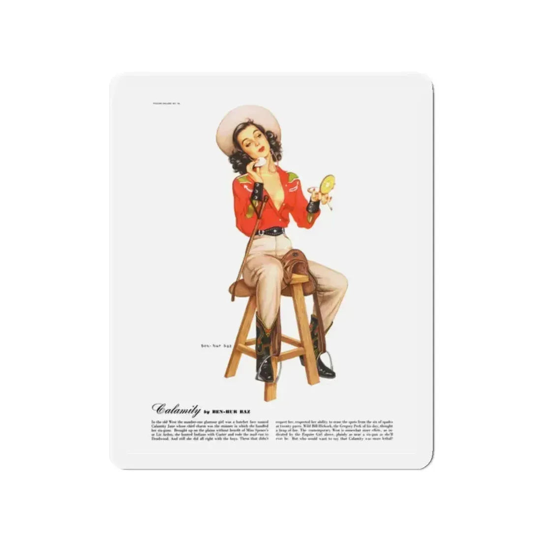 Calamity, Esquire, September 1947 (Magazine Illustration) Refrigerator Magnet 2 Inch - The Sticker Space