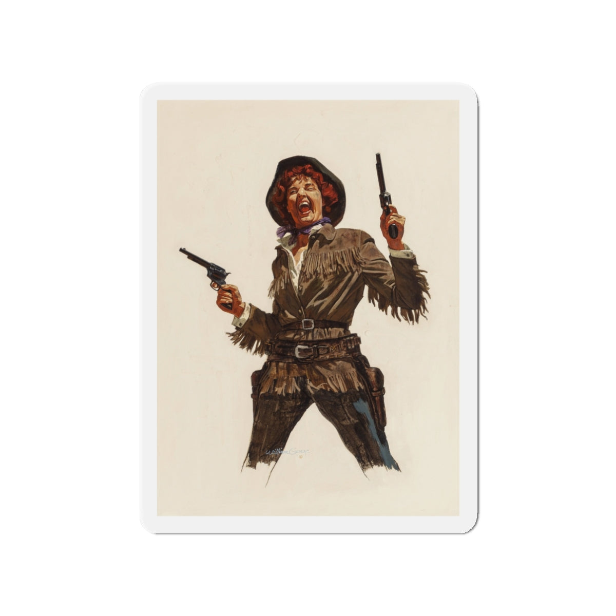 Calamity Jane, Argosy magazine interior illustration, 1958 (Magazine Illustration) Refrigerator Magnet-3" x 3"-The Sticker Space