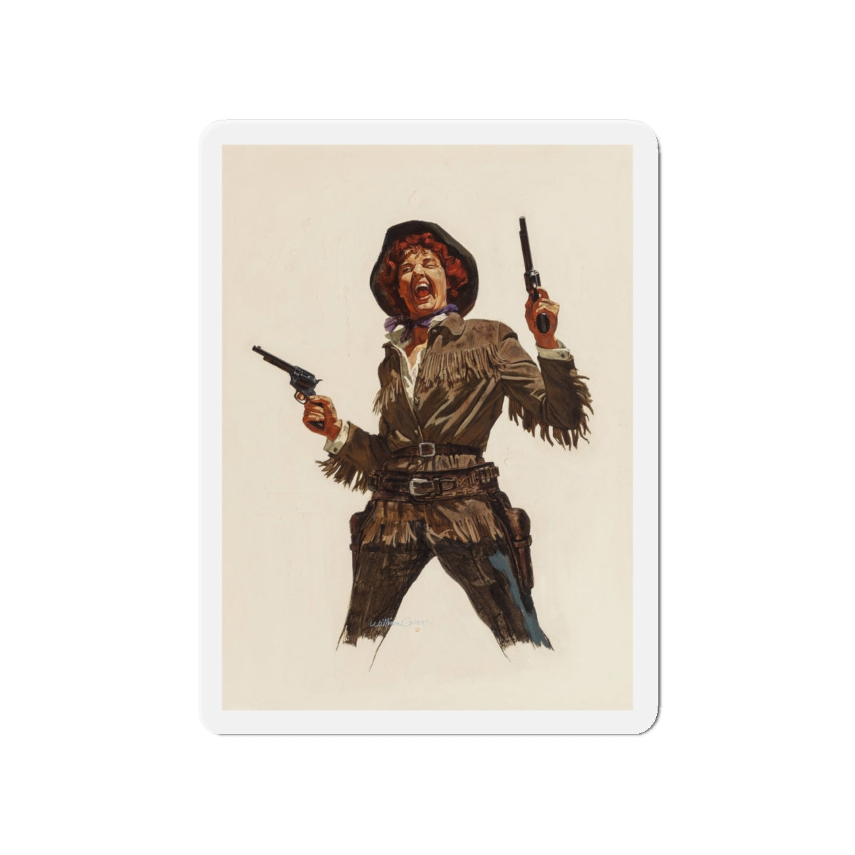 Calamity Jane, Argosy magazine interior illustration, 1958 (Magazine Illustration) Refrigerator Magnet-4" x 4"-The Sticker Space