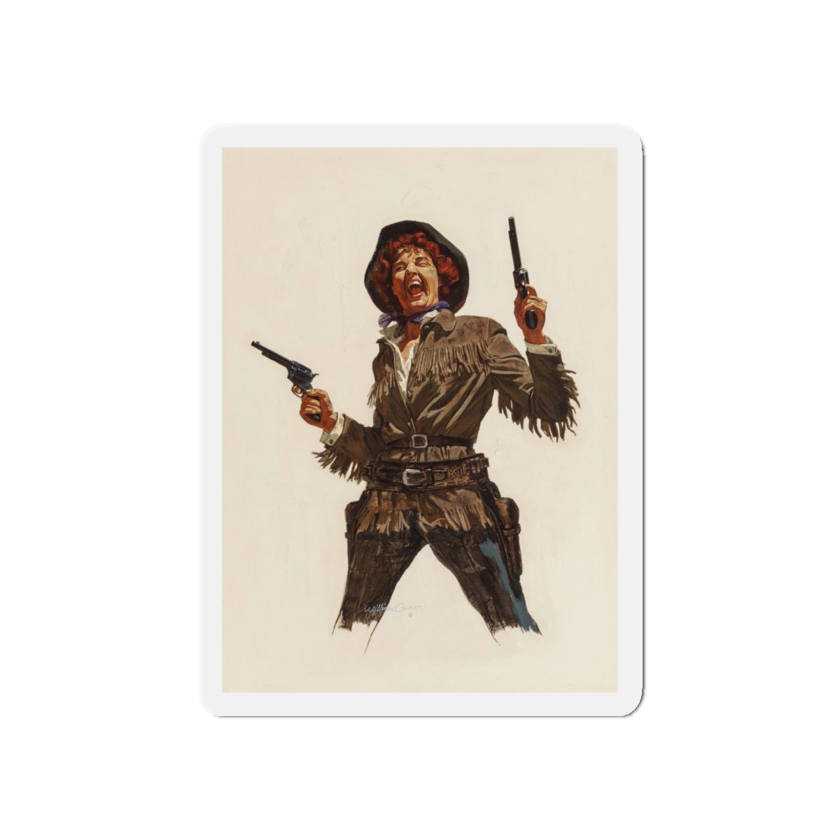 Calamity Jane, Argosy magazine interior illustration, 1958 (Magazine Illustration) Refrigerator Magnet-5" x 5"-The Sticker Space