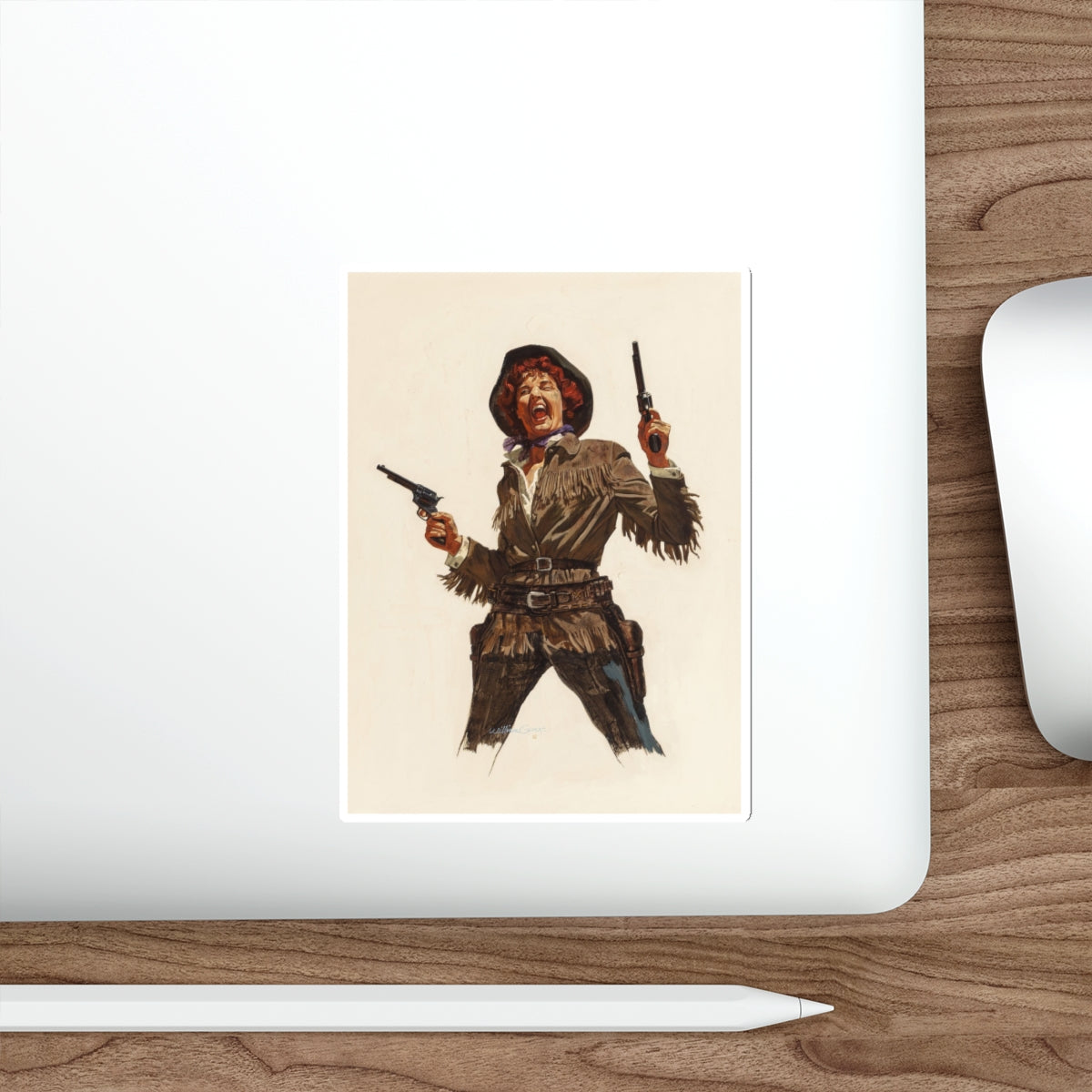 Calamity Jane, Argosy magazine interior illustration, 1958 (Magazine Illustration) STICKER Vinyl Die-Cut Decal-The Sticker Space