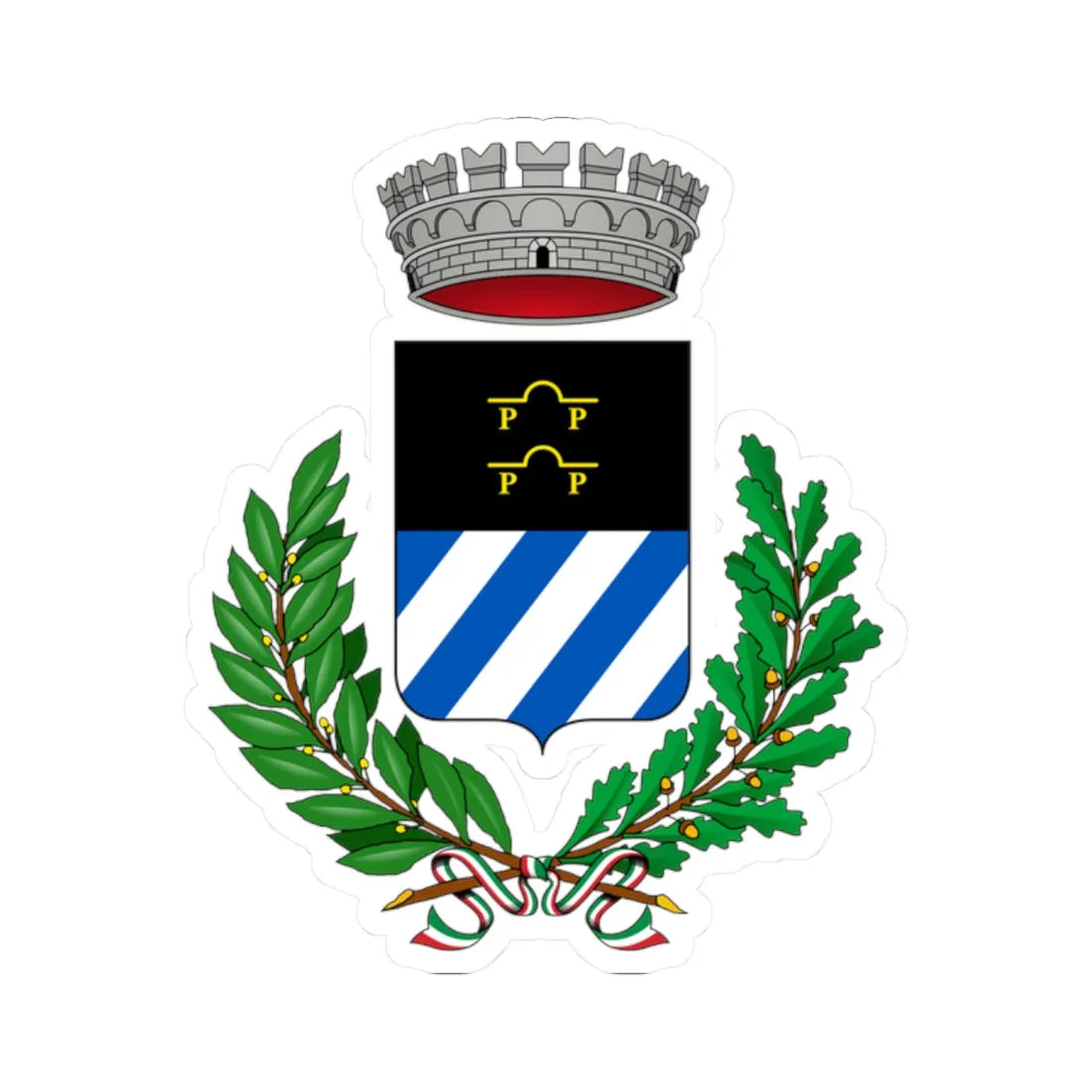 Calcinate-Stemma (Italy) (Coat of Arms) STICKER Vinyl Kiss-Cut Decal 2 Inch White - The Sticker Space