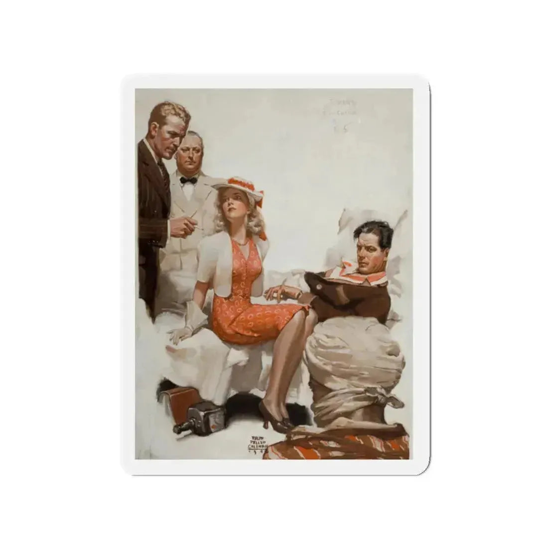 Calcutta Adventure, 1940 (Magazine Illustration) Refrigerator Magnet 2 Inch - The Sticker Space