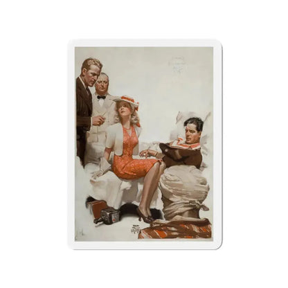 Calcutta Adventure, 1940 (Magazine Illustration) Refrigerator Magnet 3 Inch - The Sticker Space