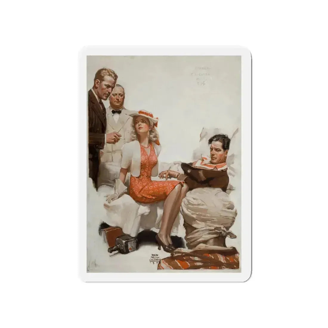 Calcutta Adventure, 1940 (Magazine Illustration) Refrigerator Magnet 4 Inch - The Sticker Space