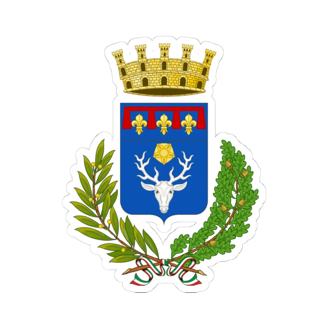 Calderara di Reno-Stemma (Italy) (Coat of Arms) STICKER Vinyl Kiss-Cut Decal 4 Inch White - The Sticker Space