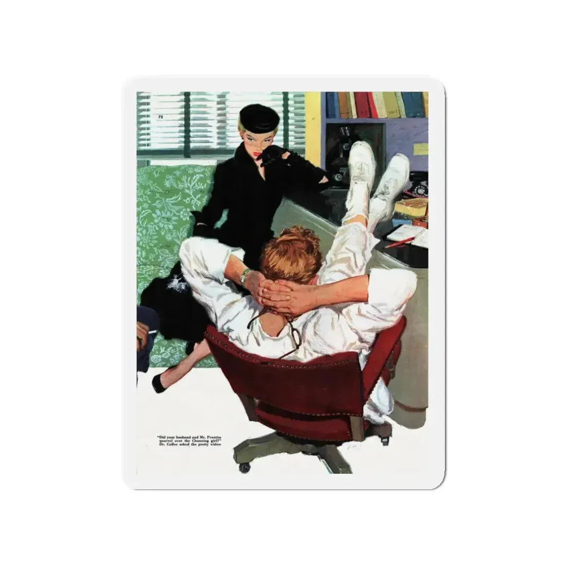 Calendar Girl, Collier's magazine, September 20, 1952 (Magazine Illustration) Refrigerator Magnet 3 Inch - The Sticker Space