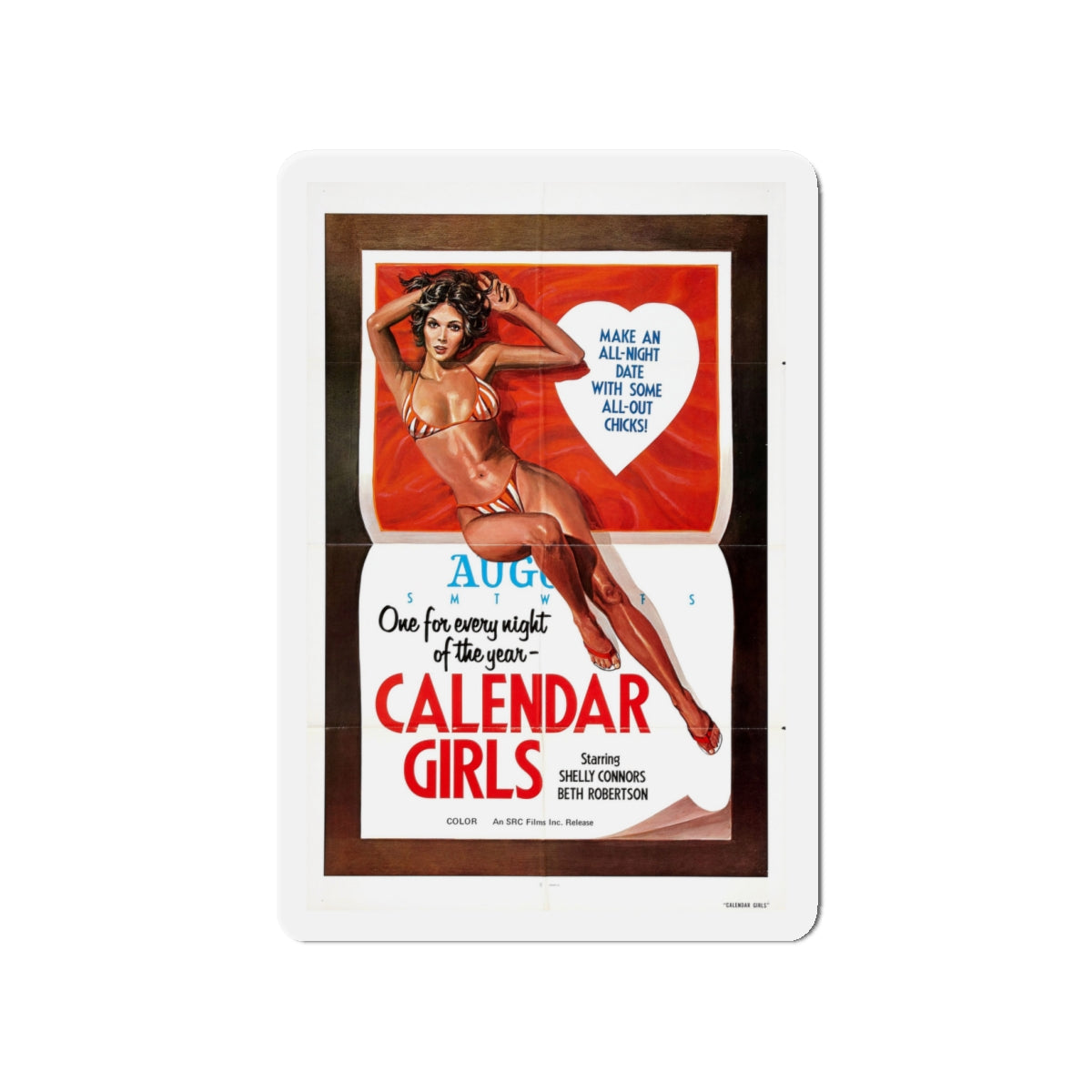 CALENDER GIRLS 1977 Movie Poster - Die-Cut Magnet-4" x 4"-The Sticker Space