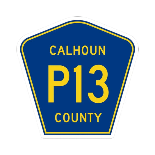 Calhoun County Route P13 IA (Iowa) (Road Sign) STICKER Vinyl Kiss-Cut Decal 2 Inch White - The Sticker Space
