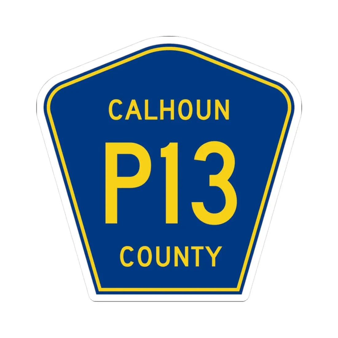 Calhoun County Route P13 IA (Iowa) (Road Sign) STICKER Vinyl Kiss-Cut Decal 3 Inch White - The Sticker Space