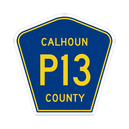 Calhoun County Route P13 IA (Iowa) (Road Sign) STICKER Vinyl Kiss-Cut Decal 4 Inch White - The Sticker Space