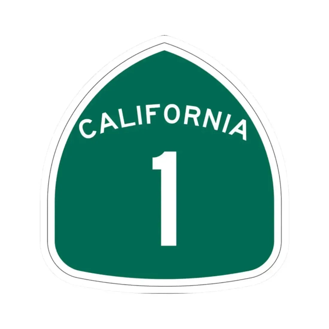 California 1 (California) (Road Sign) STICKER Vinyl Kiss-Cut Decal 2 Inch White - The Sticker Space