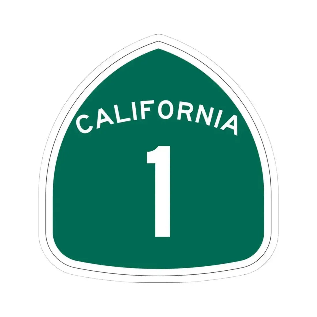 California 1 (California) (Road Sign) STICKER Vinyl Kiss-Cut Decal 4 Inch White - The Sticker Space