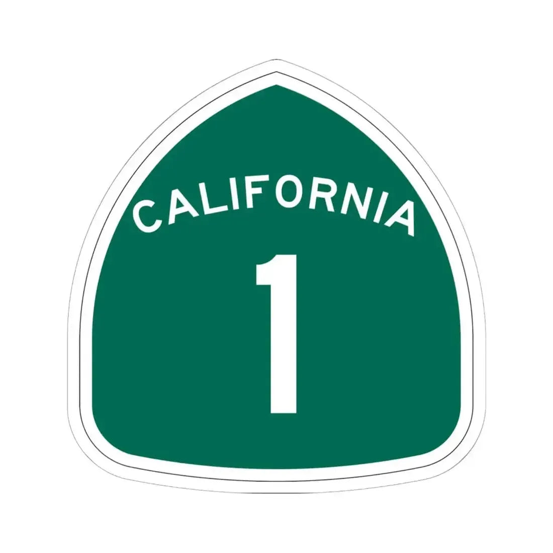 California 1 (California) (Road Sign) STICKER Vinyl Kiss-Cut Decal 6 Inch White - The Sticker Space