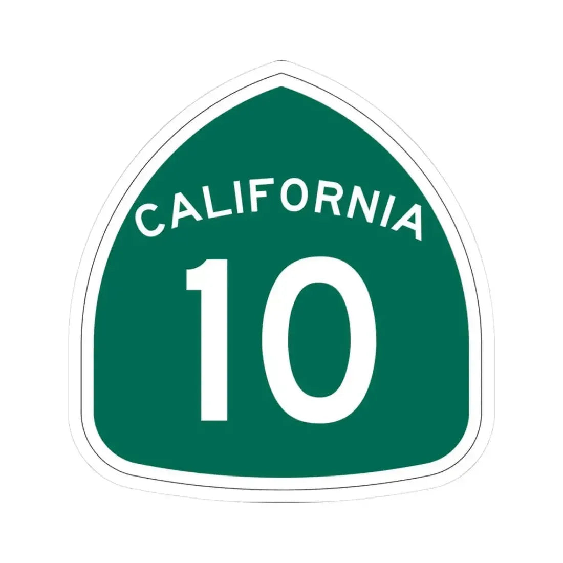 California 10 (California) (Road Sign) STICKER Vinyl Kiss-Cut Decal 3 Inch White - The Sticker Space