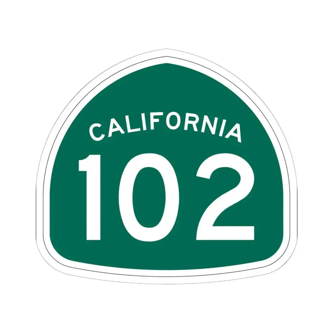 California 102 (California) (Road Sign) STICKER Vinyl Kiss-Cut Decal 6 Inch White - The Sticker Space
