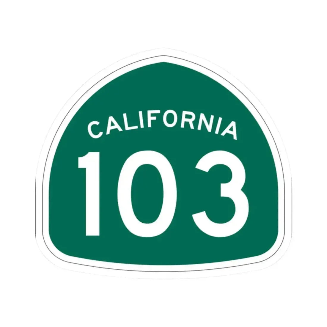 California 103 (California) (Road Sign) STICKER Vinyl Kiss-Cut Decal 2 Inch White - The Sticker Space