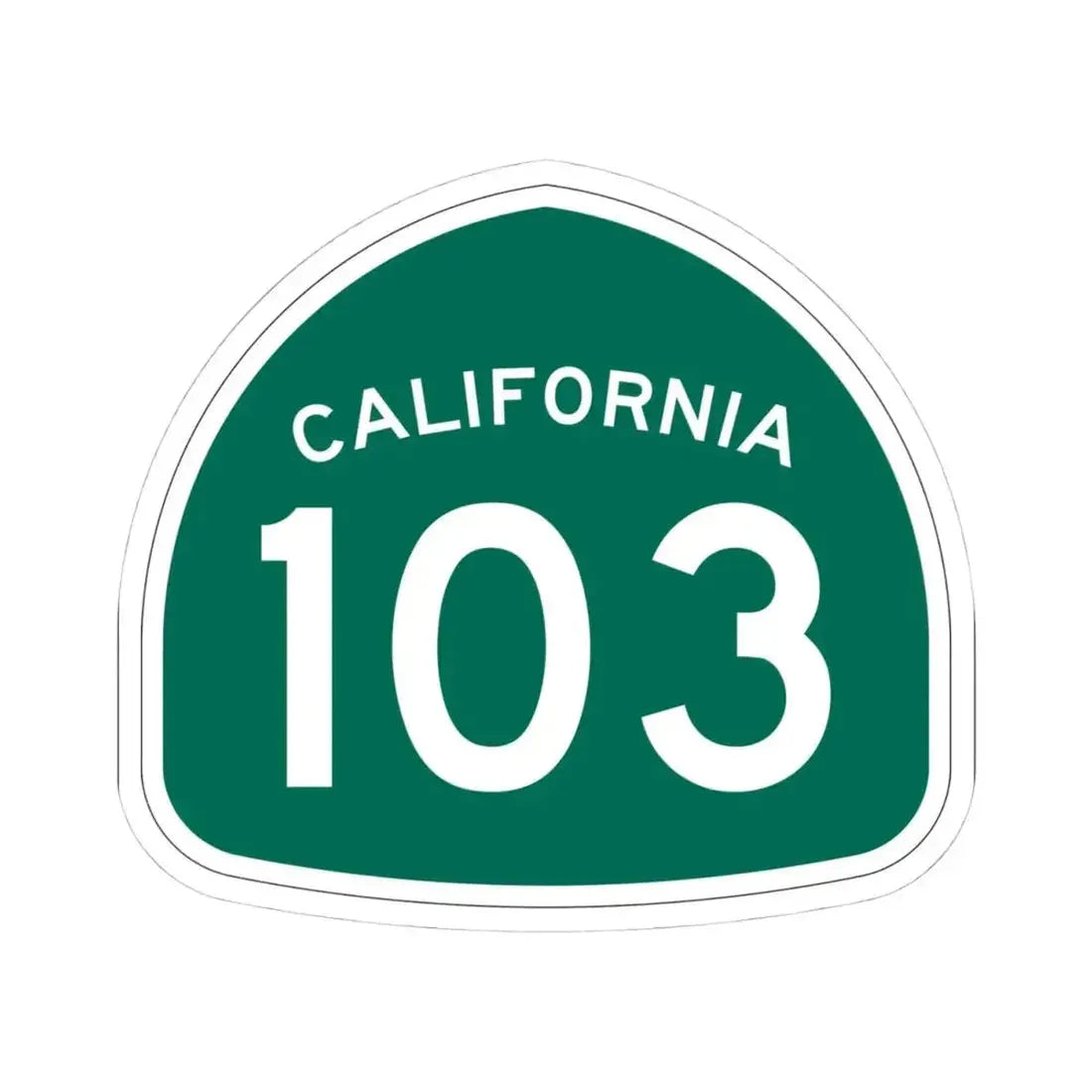 California 103 (California) (Road Sign) STICKER Vinyl Kiss-Cut Decal 4 Inch White - The Sticker Space