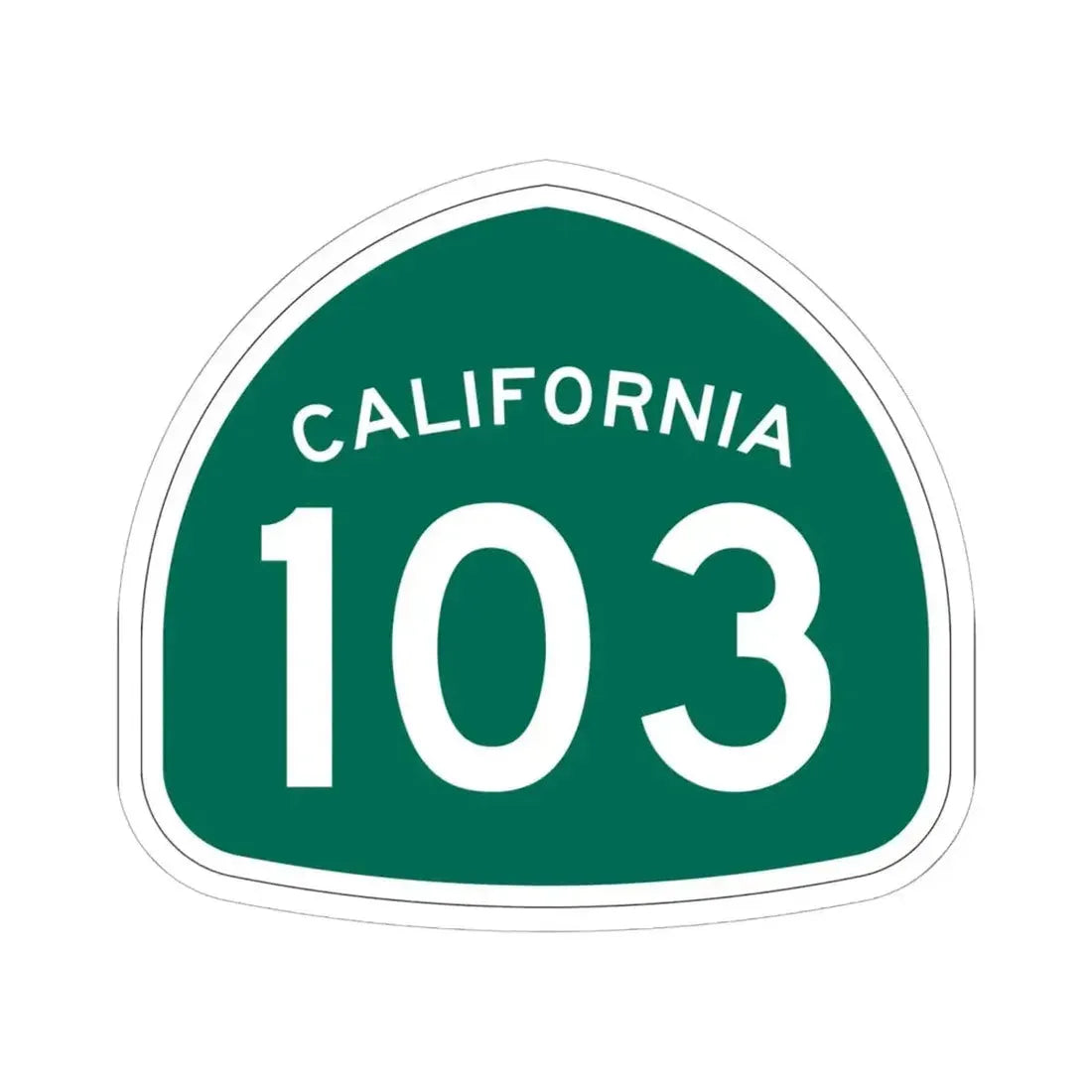 California 103 (California) (Road Sign) STICKER Vinyl Kiss-Cut Decal 6 Inch White - The Sticker Space