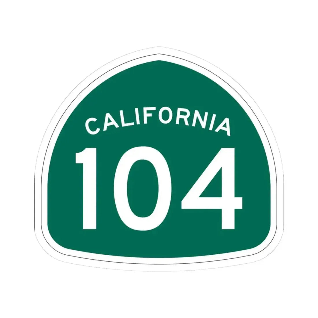 California 104 (California) (Road Sign) STICKER Vinyl Kiss-Cut Decal 3 Inch White - The Sticker Space