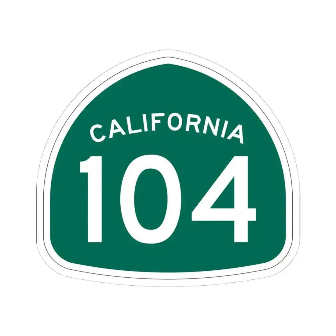 California 104 (California) (Road Sign) STICKER Vinyl Kiss-Cut Decal 4 Inch White - The Sticker Space