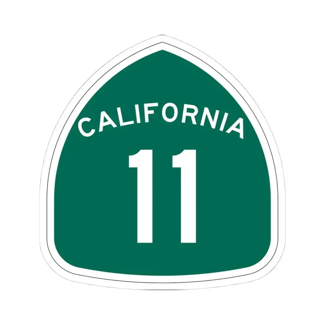 California 11 (California) (Road Sign) STICKER Vinyl Kiss-Cut Decal 4 Inch White - The Sticker Space