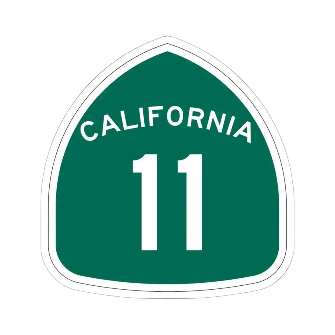 California 11 (California) (Road Sign) STICKER Vinyl Kiss-Cut Decal 6 Inch White - The Sticker Space