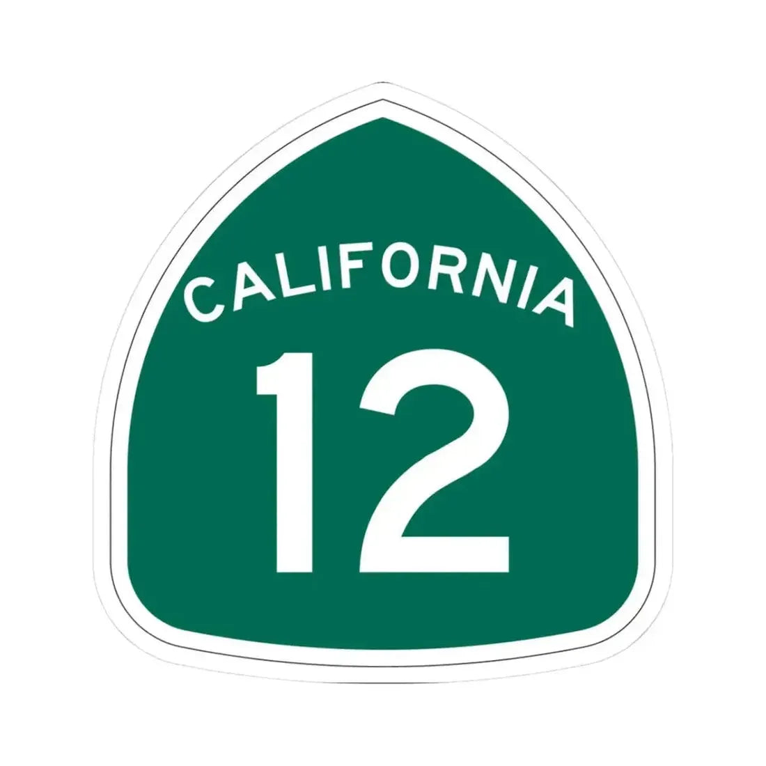 California 12 (California) (Road Sign) STICKER Vinyl Kiss-Cut Decal 3 Inch White - The Sticker Space