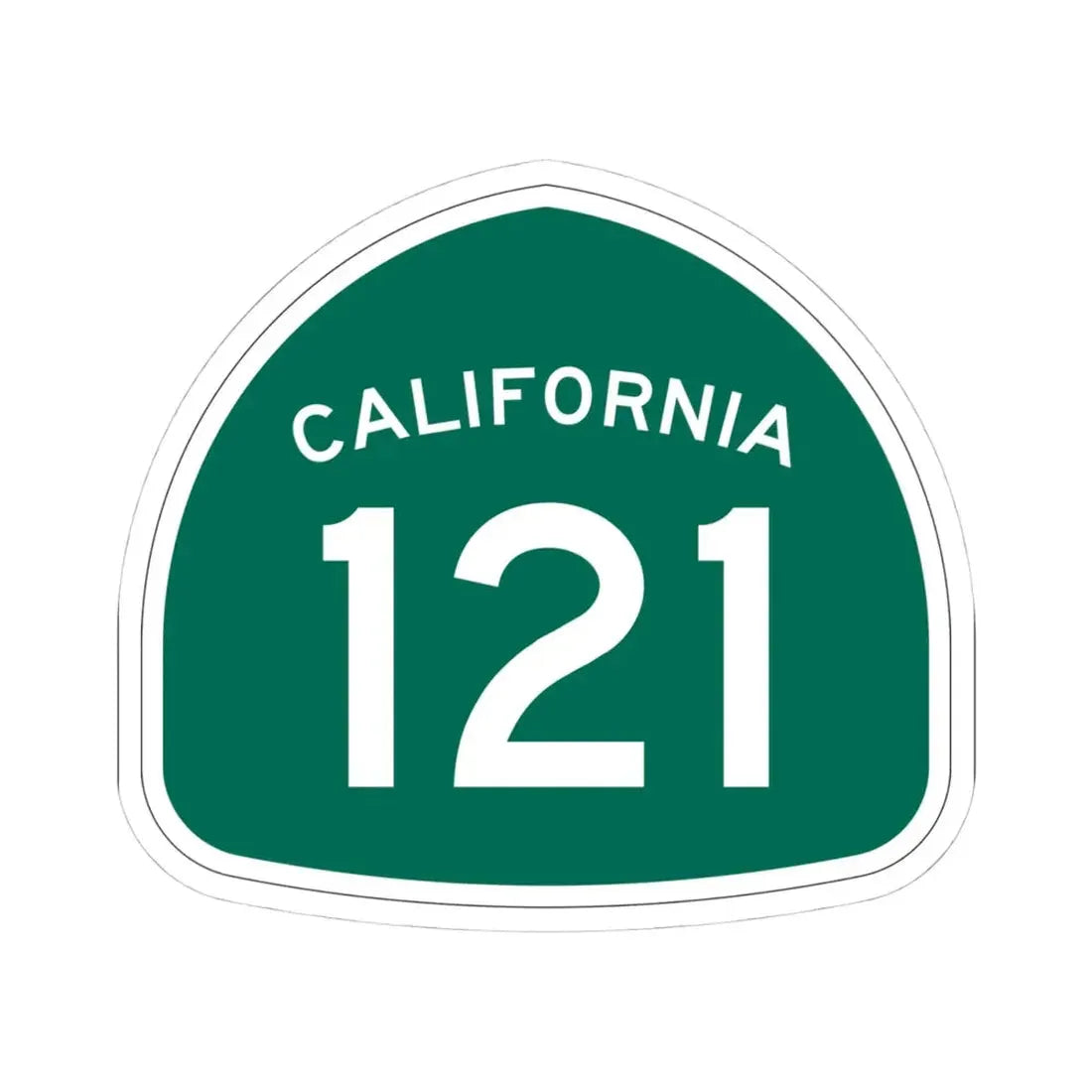 California 121 (California) (Road Sign) STICKER Vinyl Kiss-Cut Decal 4 Inch White - The Sticker Space